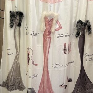 Vintage Girly Bathroom Ensemble, shower curtain and Wall Art.